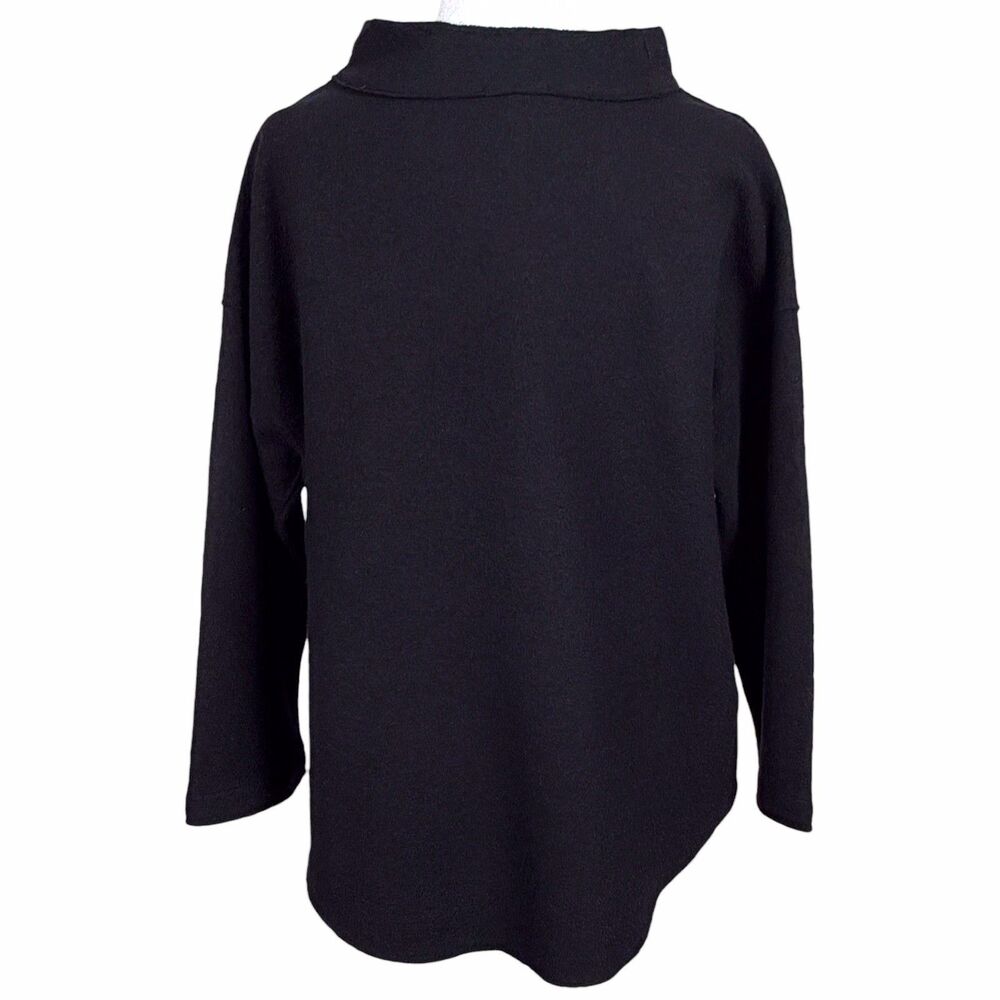 NWT Eileen Fisher Lightweight Boiled Wool Funnel Neck Top Black Size Medium - Picture 14 of 16
